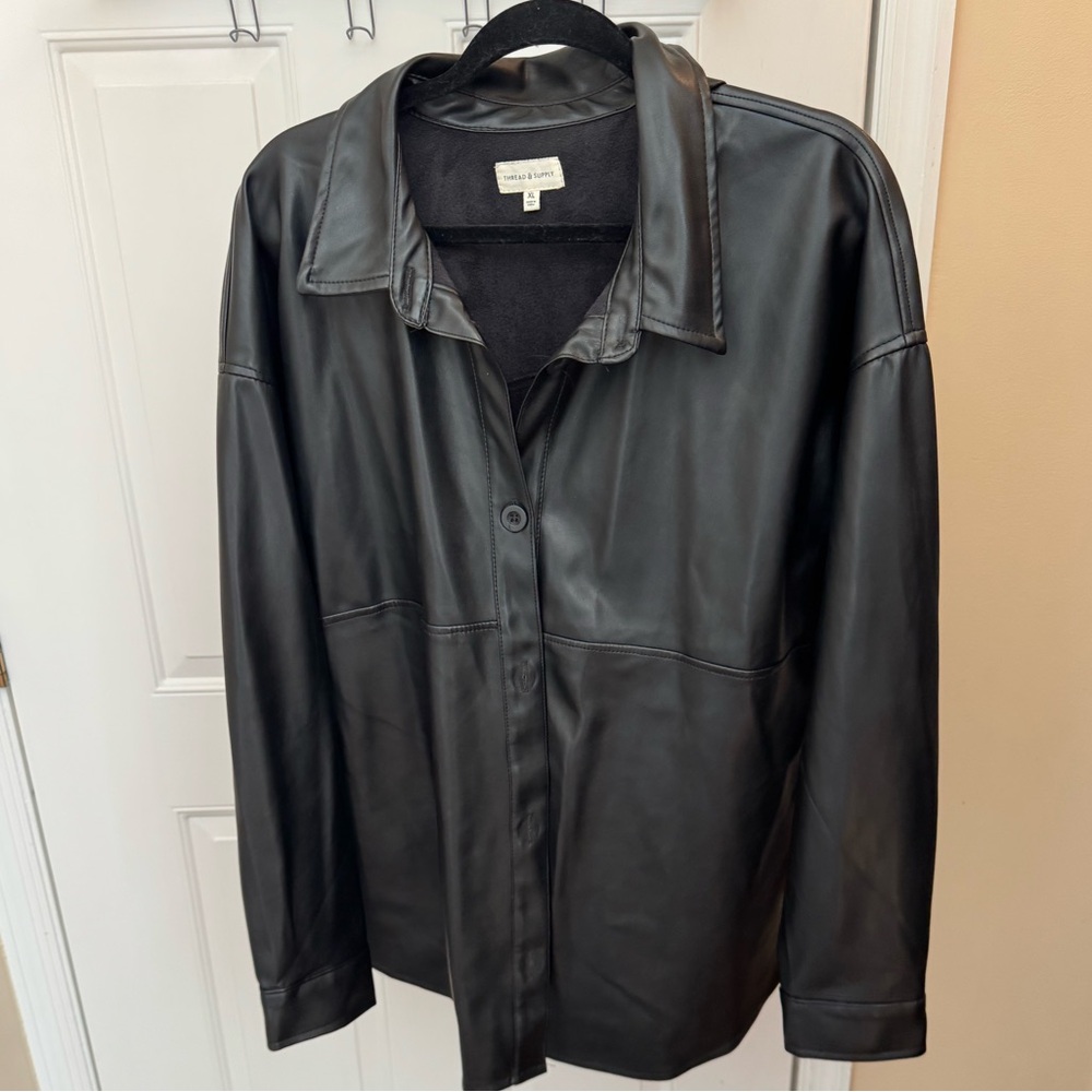Faux Leather Shacket